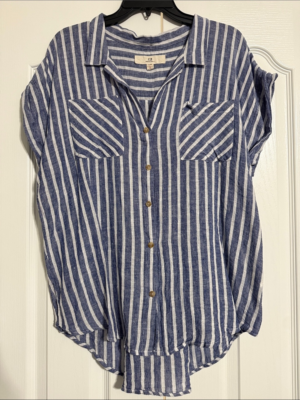 Thread & Supply Blue and White Striped Button-Down Shirt